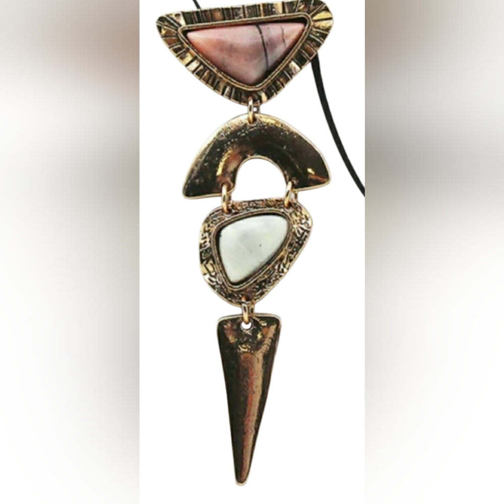 MODERN PAIR ART DECO HAMMERED METAL EARRINGS/ 2 STONE ACCENTS